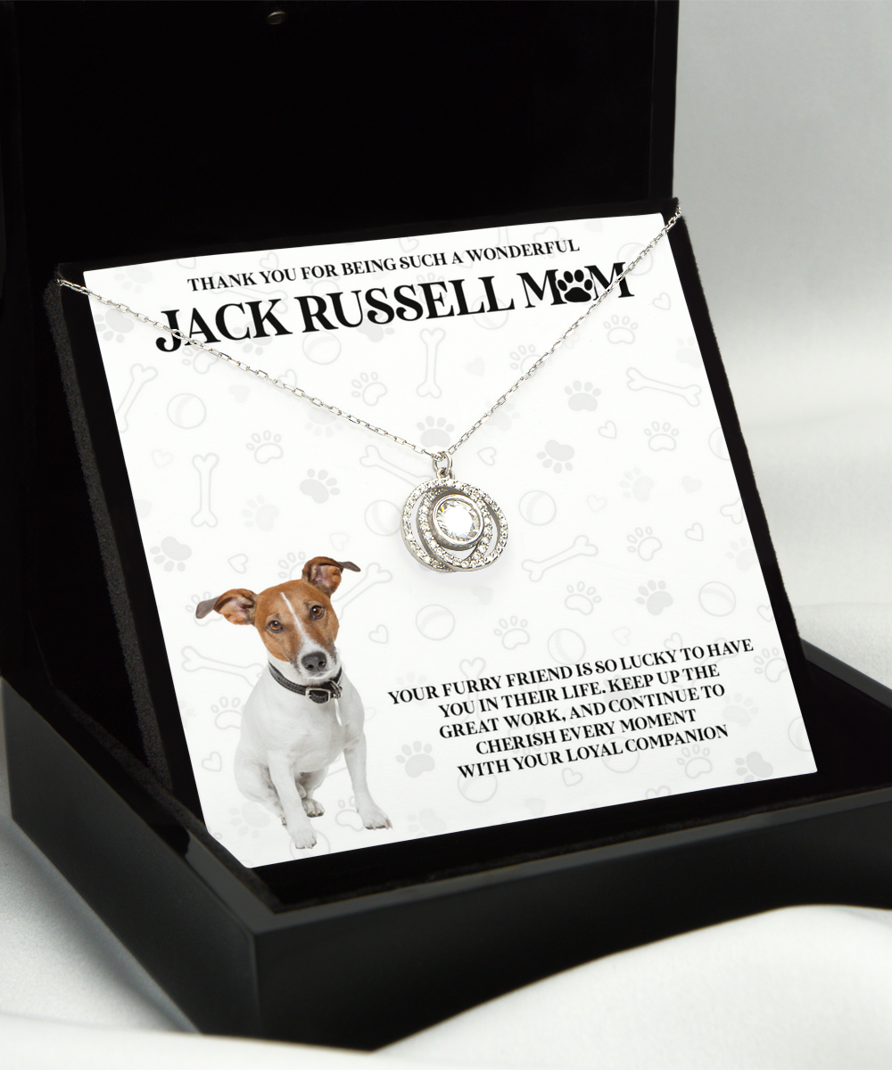 Jack Russell Mom Double Crystal Circle Necklace - Dog Mom Gifts Necklace For Women Birthday Mother's Day Gift For Jack Russell Dog Lover