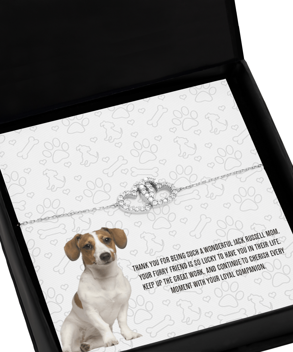 Jack Russell Mom Interlocking Heart Bracelet - Dog Mom Jewelry Gifts For Women Birthday Christmas Mother's Day Gift For Jack Russell Dog Lover