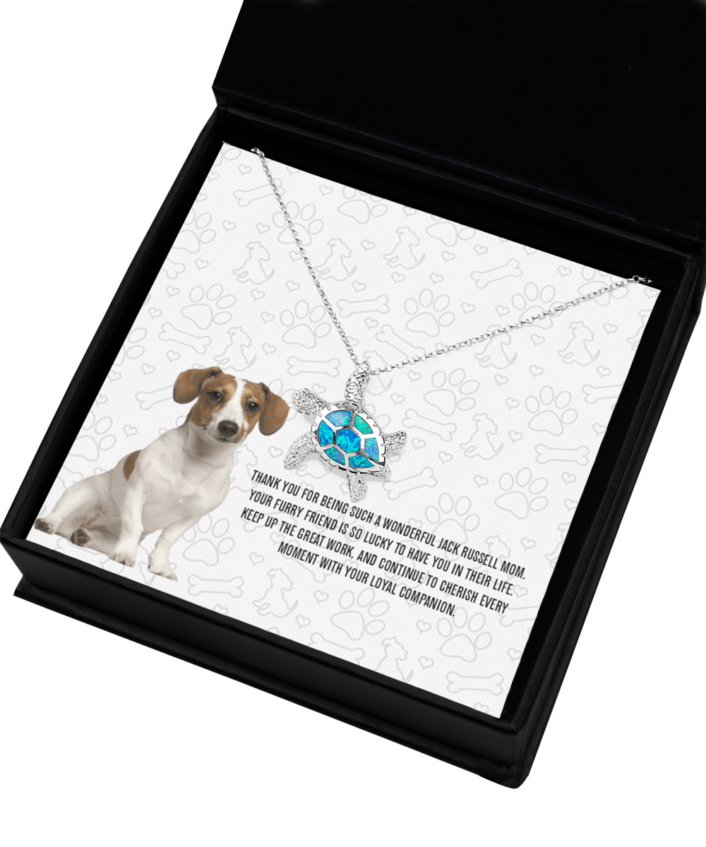 Jack Russell Mom Opal Turtle Necklace - Dog Mom Gifts For Women Birthday Christmas Mother's Day Gift Necklace For Jack Russell Dog Lover
