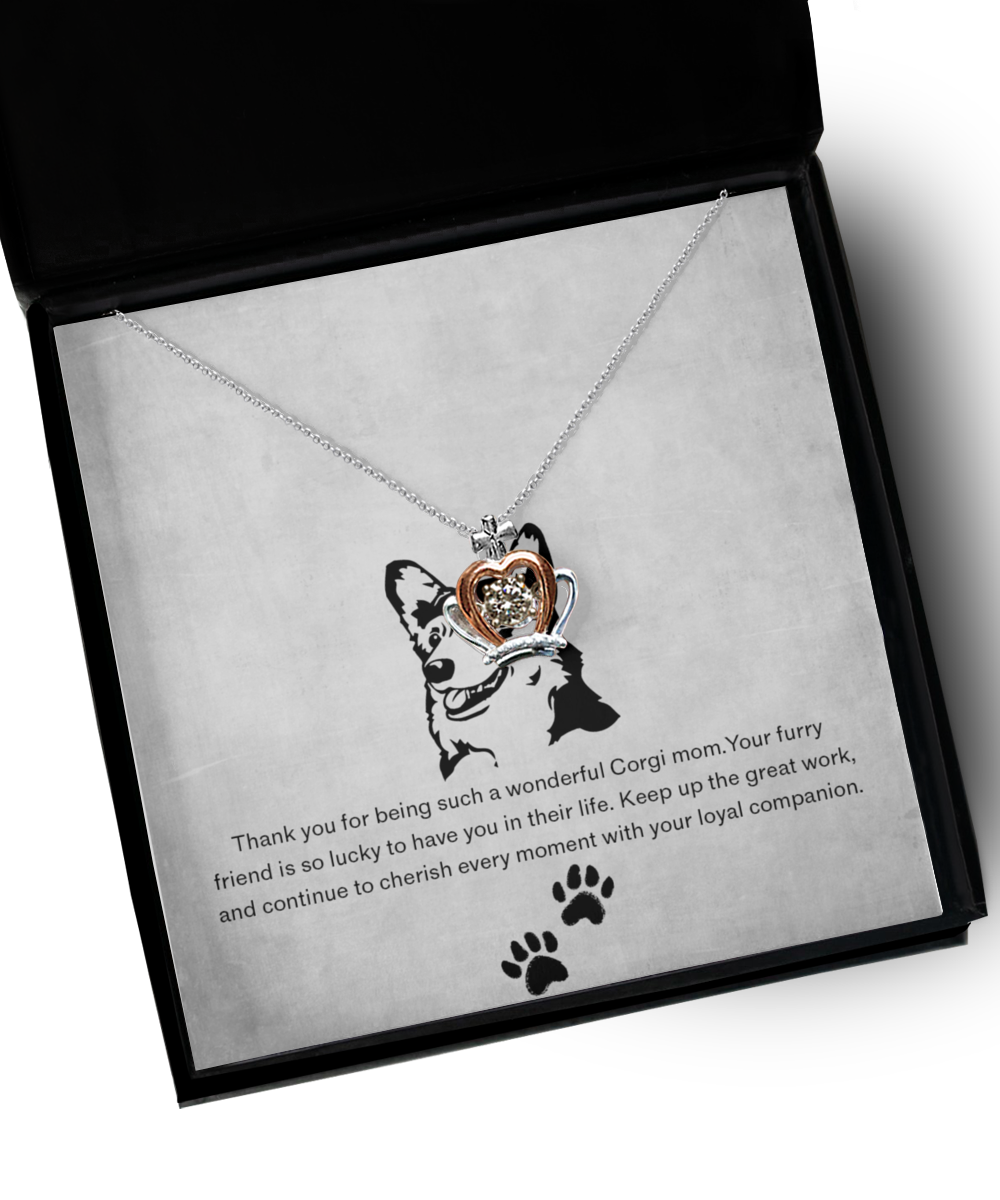 Corgi Mom Crown Pendant Necklace - Dog Mom Gifts For Women Birthday Christmas Mother's Day Gift Necklace For Corgi Dog Lover