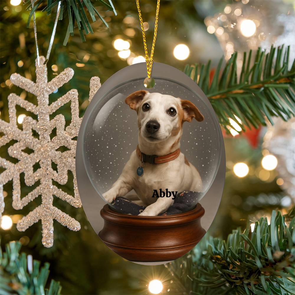 Pet Photo Ornament Snow Globe – Custom Christmas Keepsake with Your Own Image