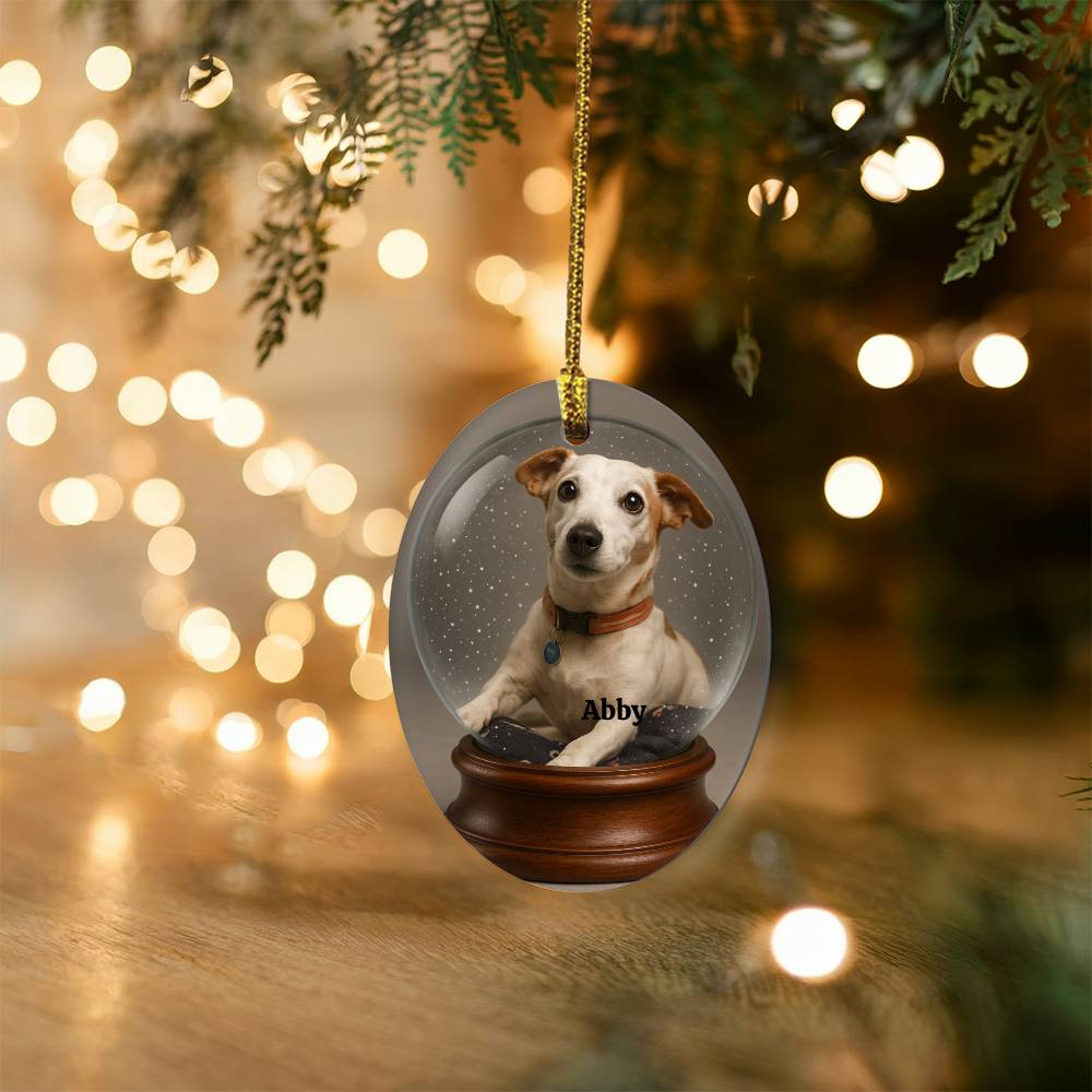 Pet Photo Ornament Snow Globe – Custom Christmas Keepsake with Your Own Image