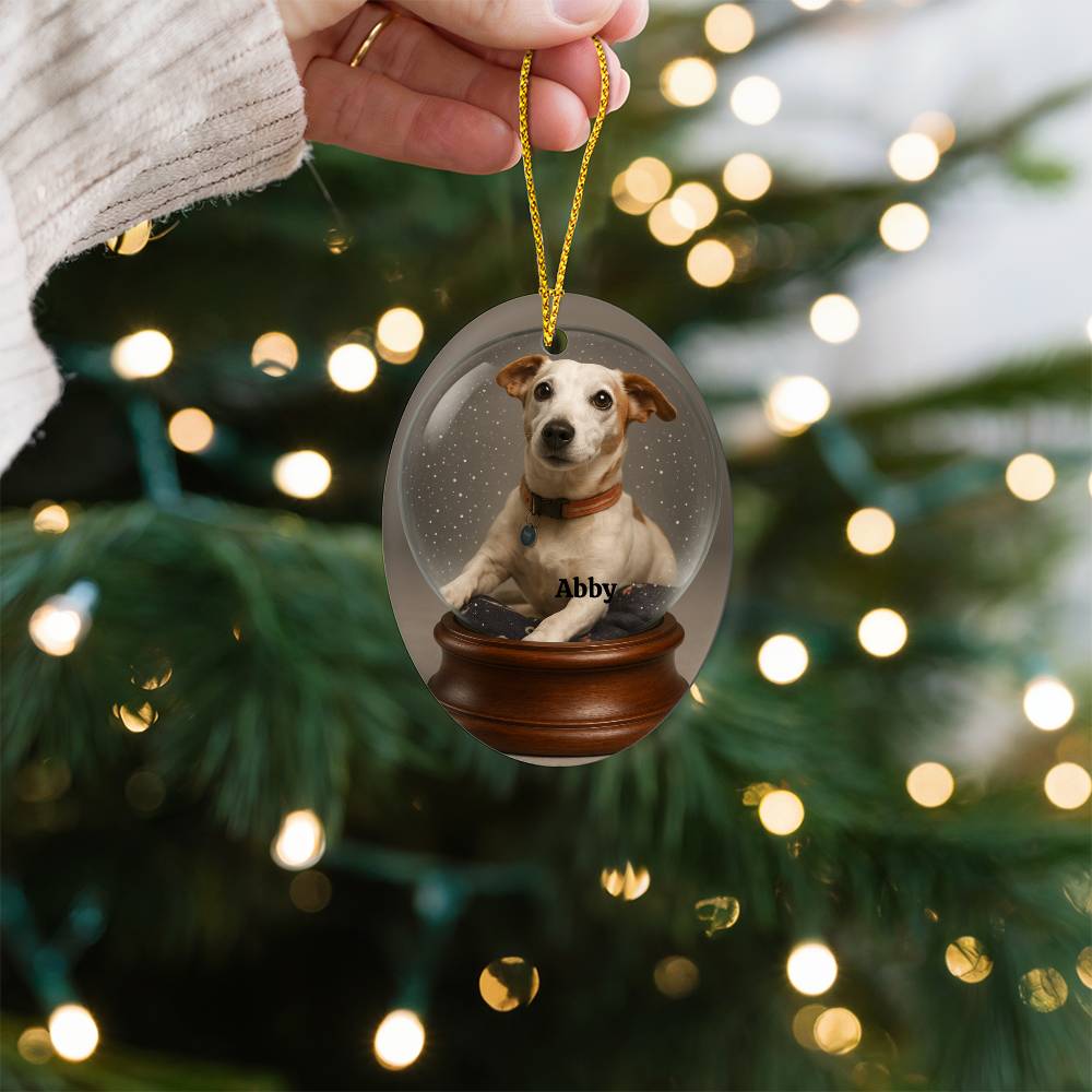 Pet Photo Ornament Snow Globe – Custom Christmas Keepsake with Your Own Image