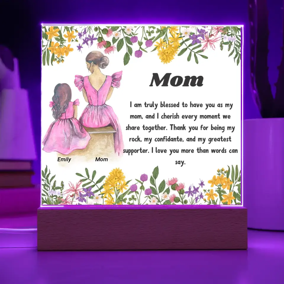 Personalised Mom Acrylic Square Plaque, A Mothers Day Gift