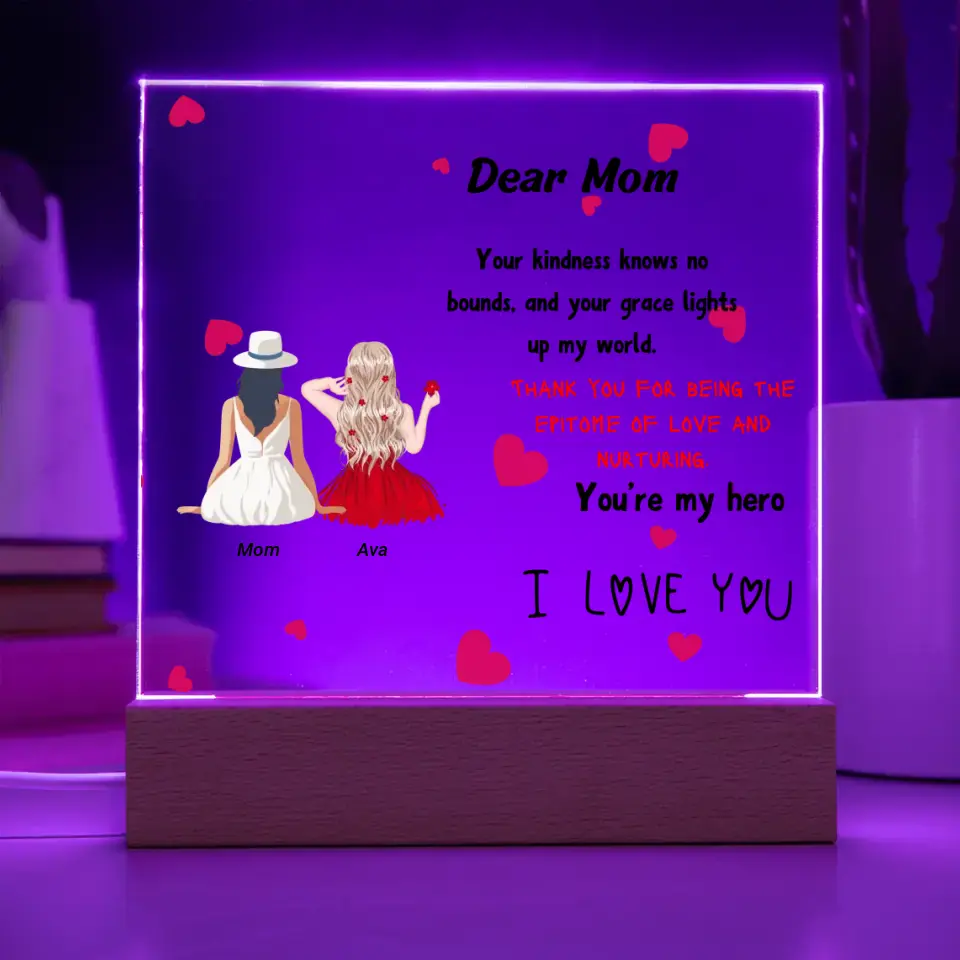 Personalised Mom Acrylic Square Plaque