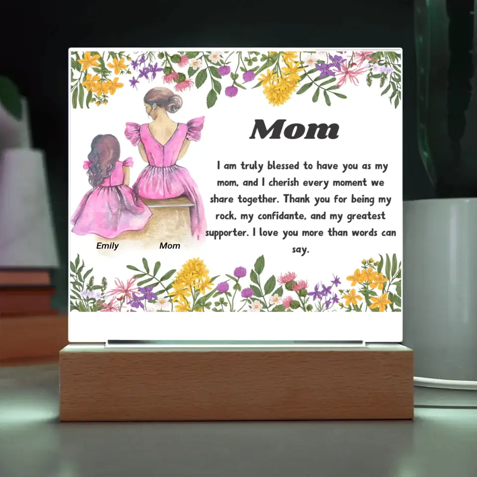 Personalised Mom Acrylic Square Plaque, A Mothers Day Gift