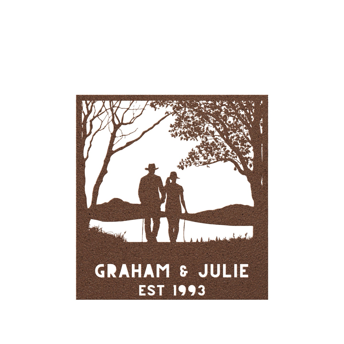 Couple Walking Metal Wall Art