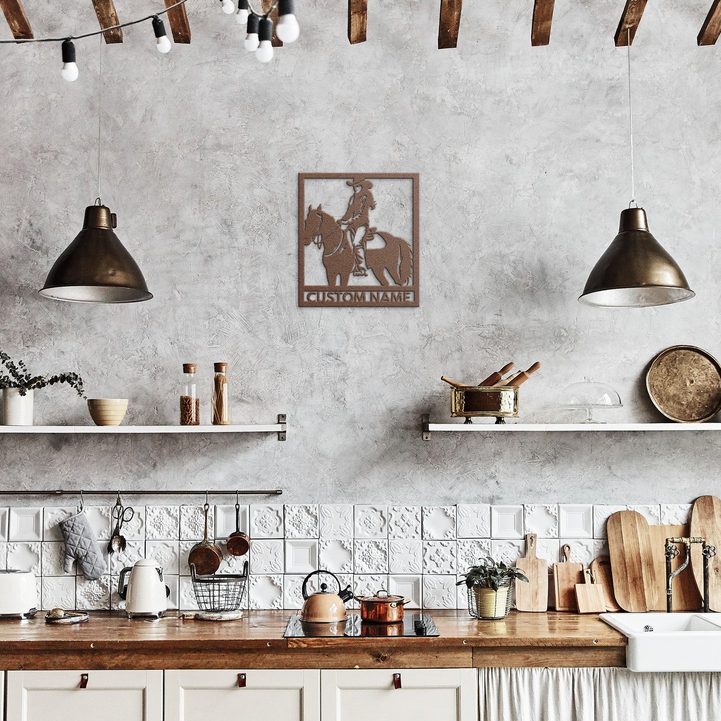 Lady On Horse Metal Wall Art