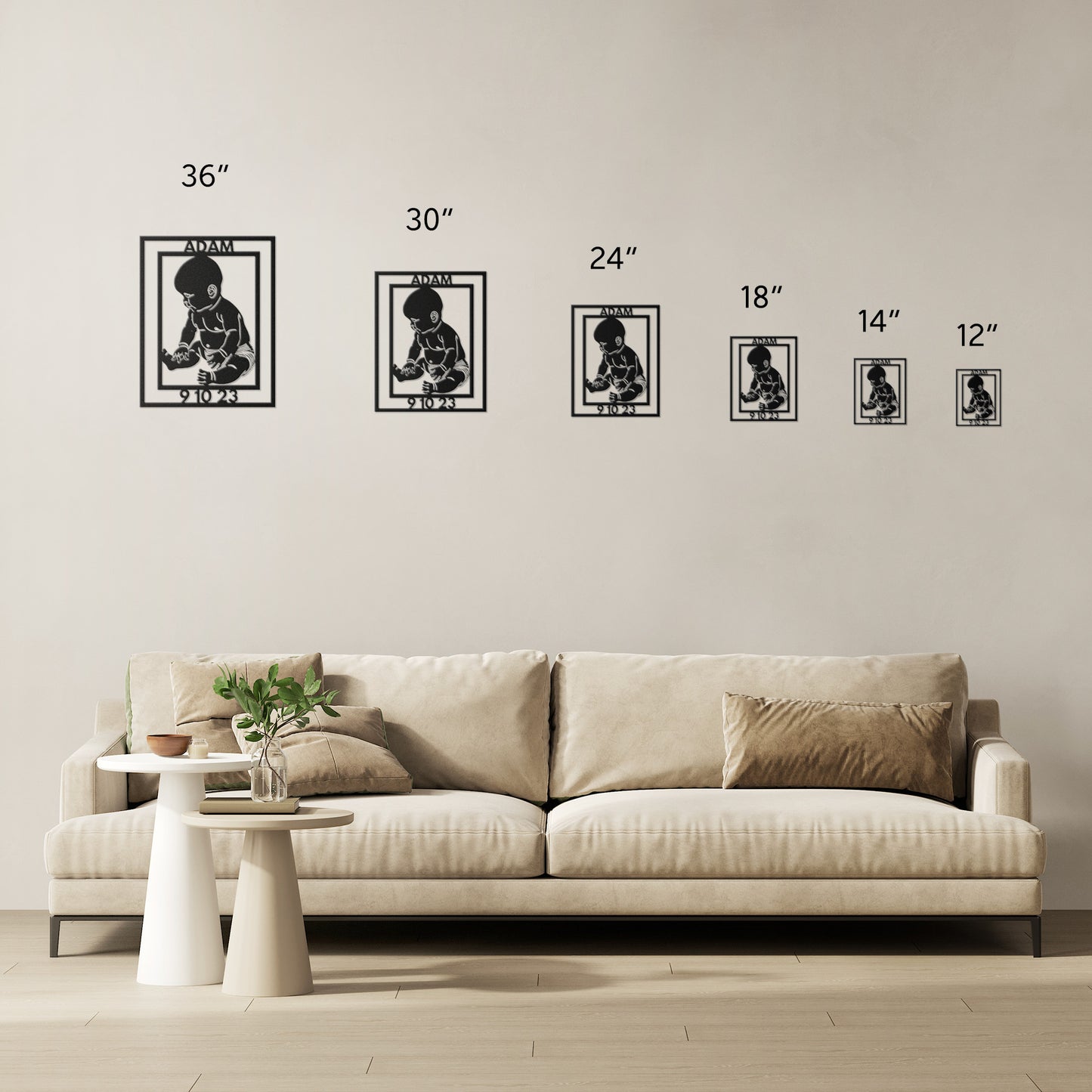 Newborn Baby Metal Wall Art Gift