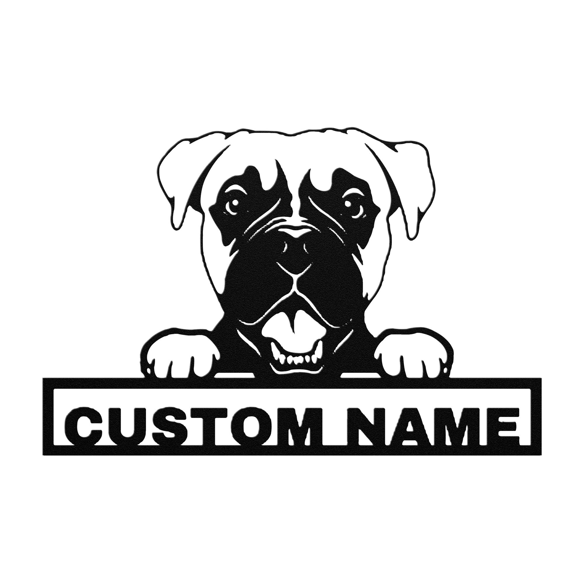 Personalized Boxer Dog Metal Sign - Boxer Custom Name Wall Decor, Metal Signs Customized Outdoor Indoor, Wall Art Gift For Boxer Dog Lover