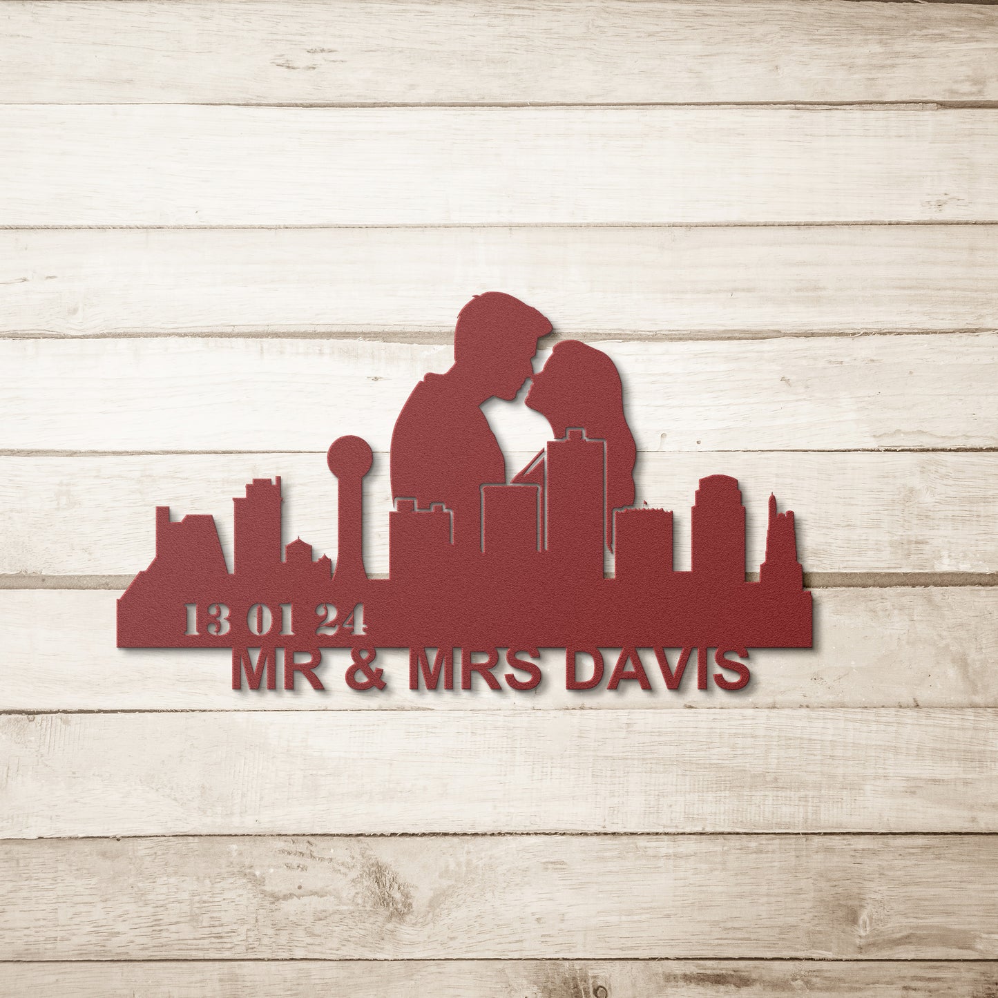 Personalized Dallas Couple Anniversary Metal Wall Art