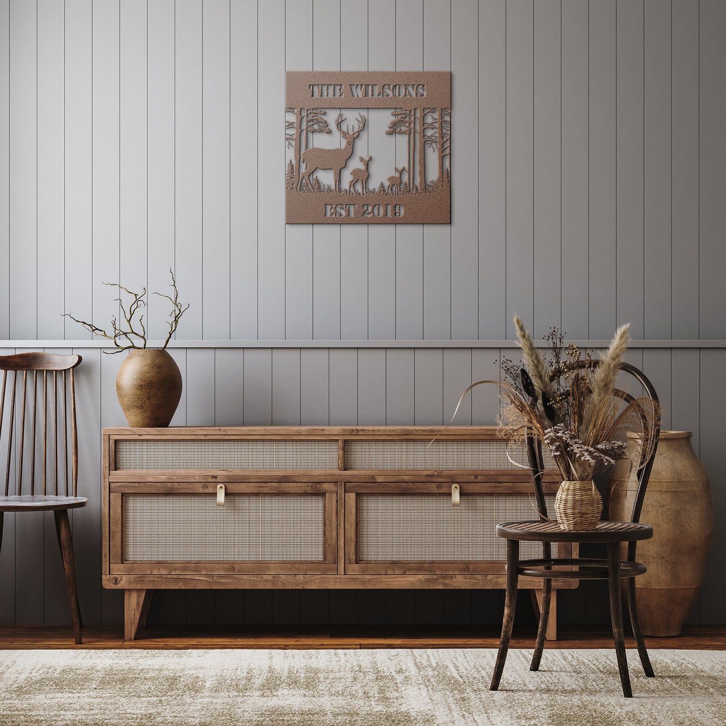 Personalized Deer Metal Wall Art Cabin Sign
