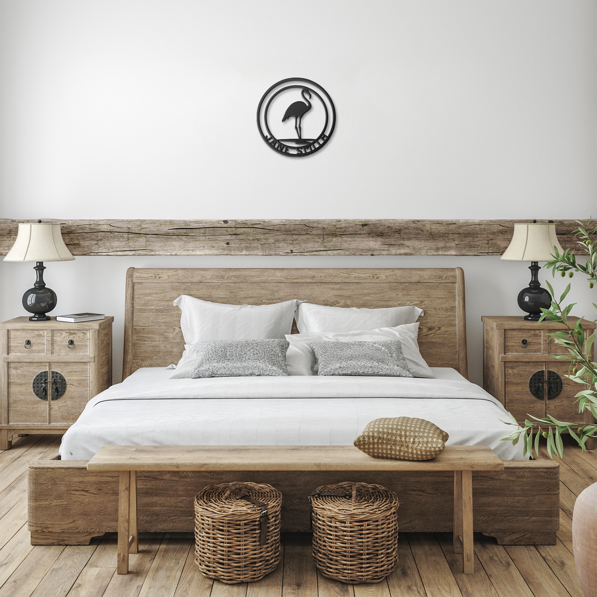 Personalized_Flamingo_Metal_Wall_Art_Black_Farmhouse_Bedroom_Mockup.png