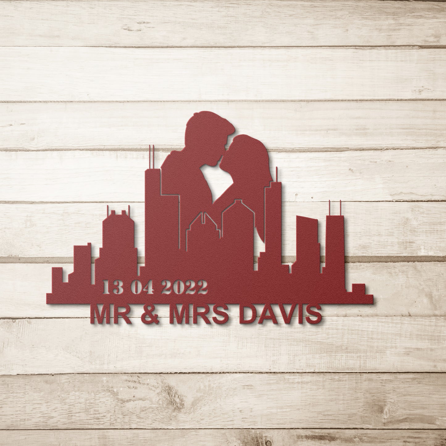 Personalized Houston Couple Anniversary Metal Wall Art