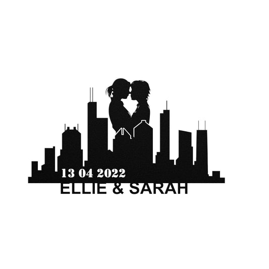 Personalized Houston Lesbian Couple Anniversary Metal Wall Art