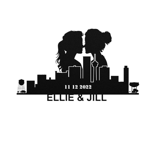 Personalized Las Vegas Lesbian Couple Anniversary Metal Wall Art
