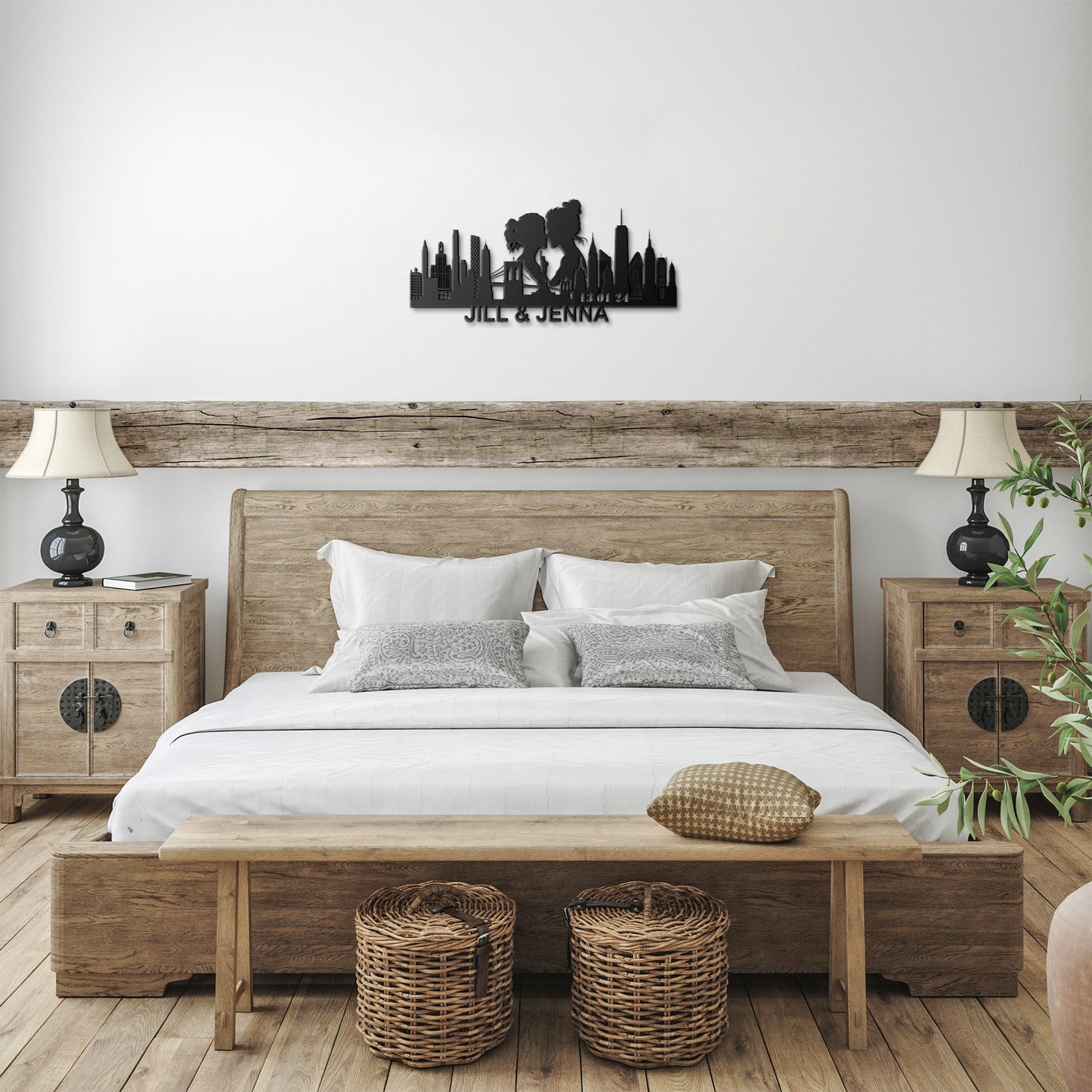Personalized New York City Lesbian  Couple Anniversary Metal Wall Art