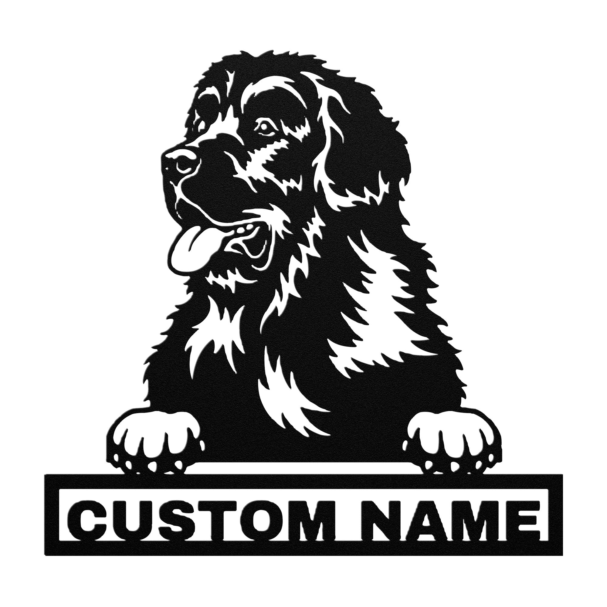 Personalized Newfoundland Dog Metal Sign - Newfoundland Custom Name Wall Decor, Metal Signs Customized Outdoor Indoor, Wall Art Gift For Newfoundland Dog Lover