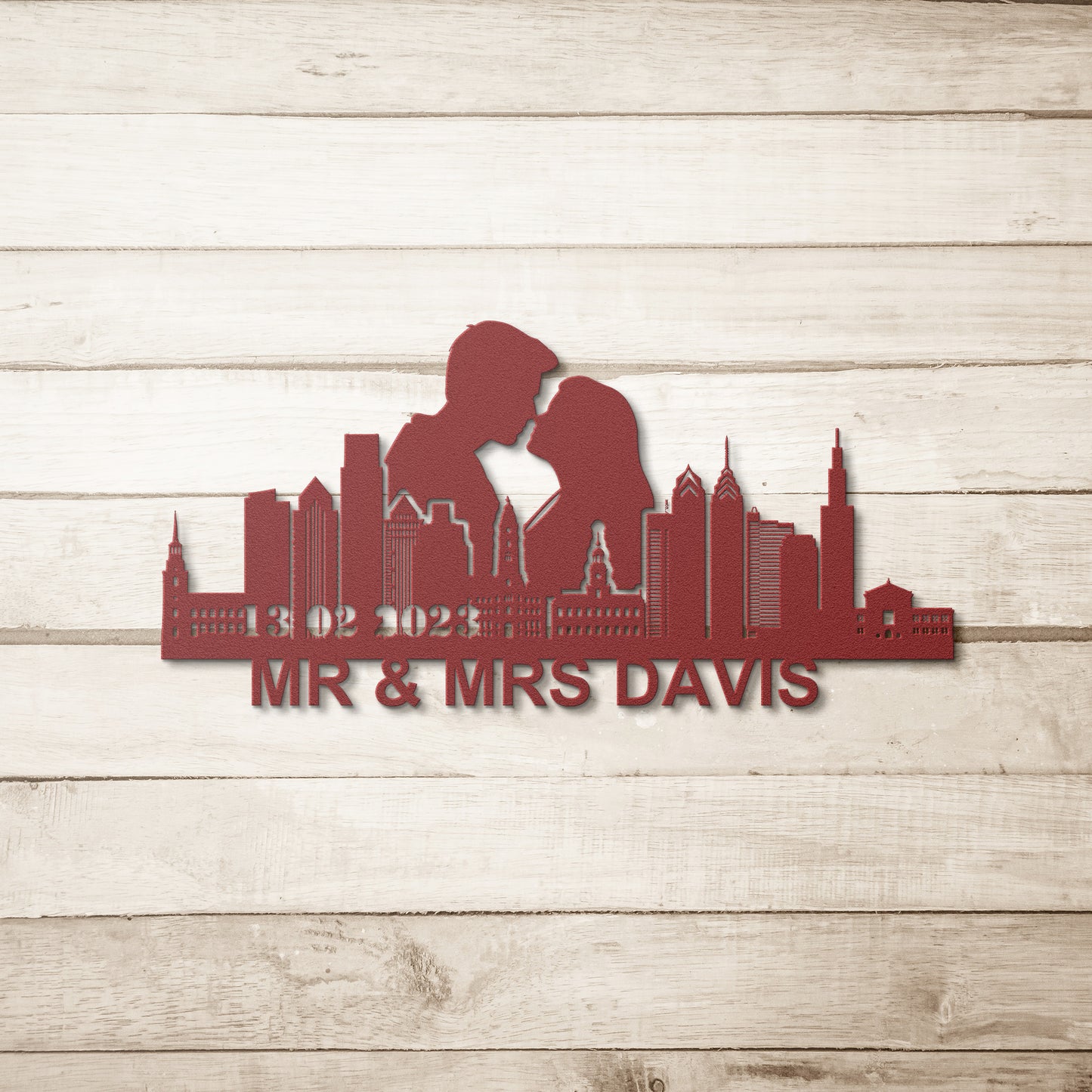 Personalized Philadelphia Couple Anniversary Metal Wall Art