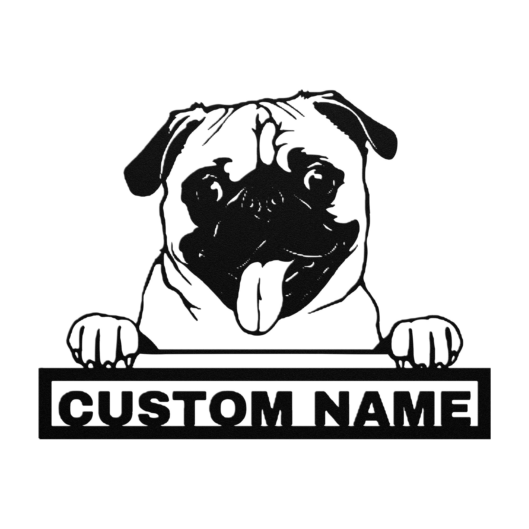 Personalized Pug Dog Metal Sign - Pug Custom Name Wall Decor, Metal Signs Customized Outdoor Indoor, Wall Art Gift For Pug Dog Lover