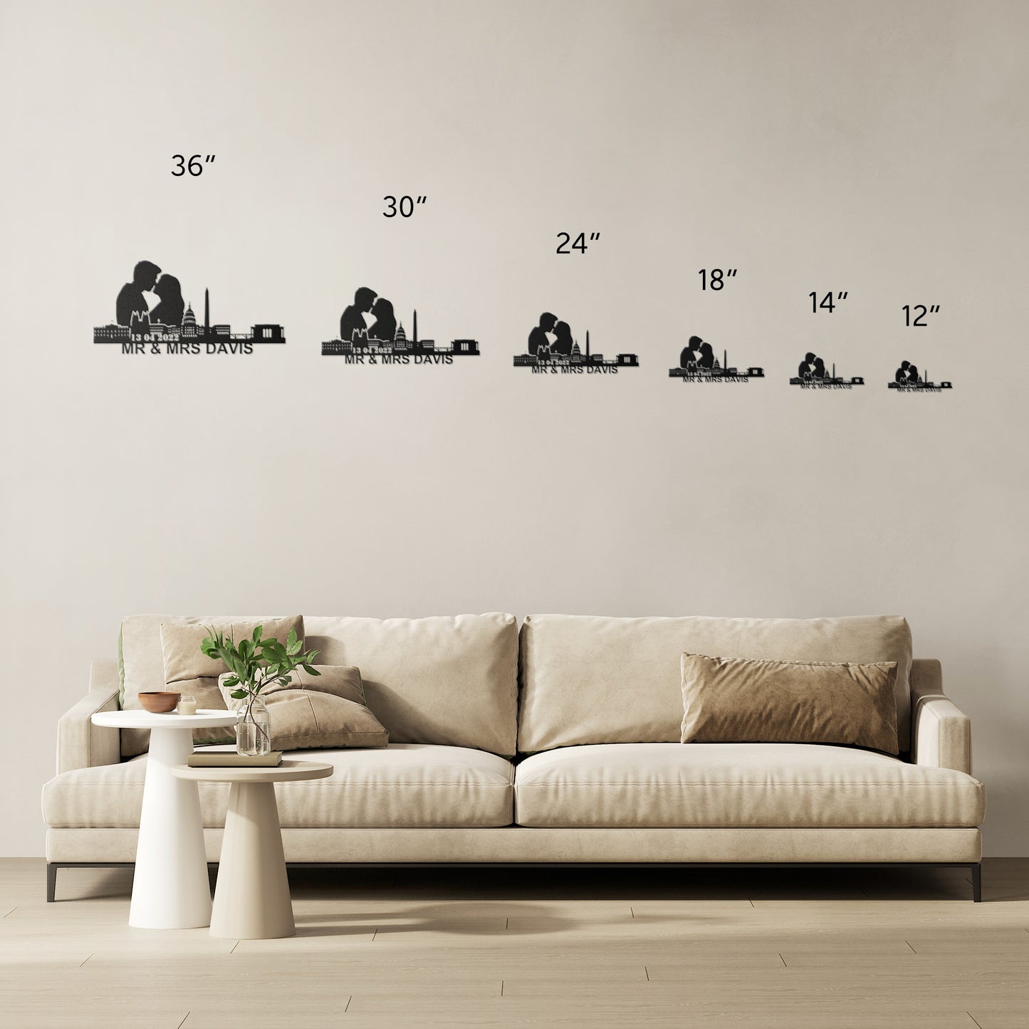 Personalized Washington DC Couple Anniversary Metal Wall Art