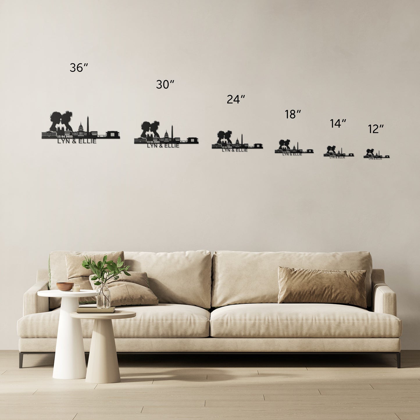 Personalized Washington DC Lesbian Couple Anniversary Metal Wall Art