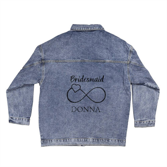 Custom Bridesmaid Oversized Denim Jacket With Name, Personalized Name Bridesmaid Denim Jacket, Custom Gift For Bridesmaid, Custom Bridal Party Gifts,