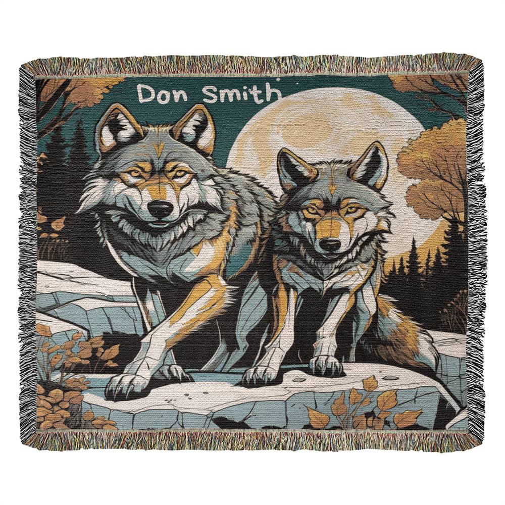 Personalzed Wolves Heirloom Woven Blanket