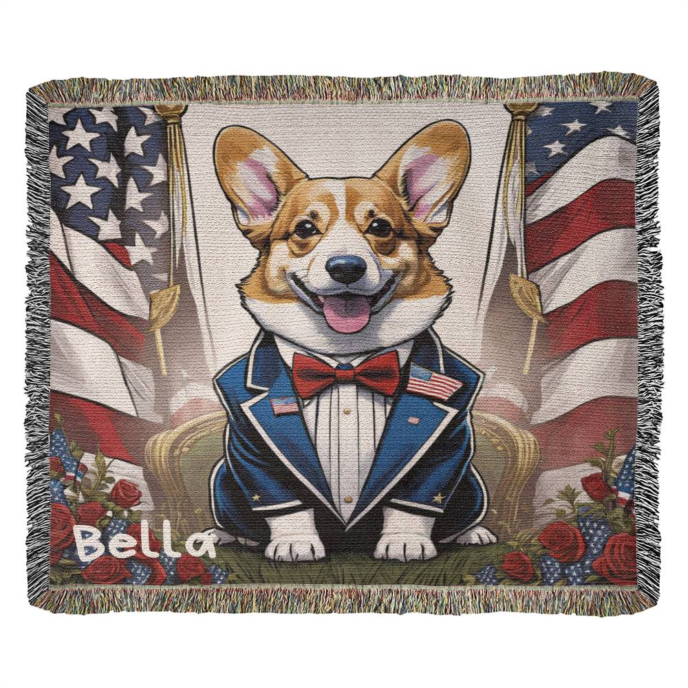 Personalized Pembroke Welsh Corgi Heirloom Woven Blanket