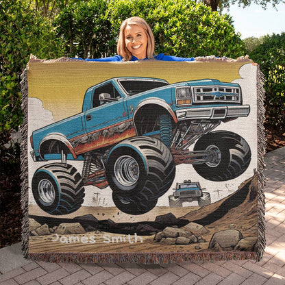 Personalized Monster Truck Heirloom Woven Blanket