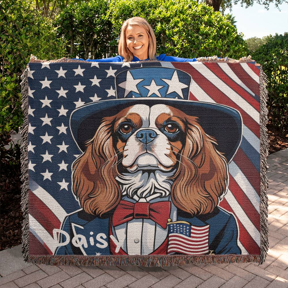 Personalized Cavalier King Charles Spaniel Heirloom Woven Blanket