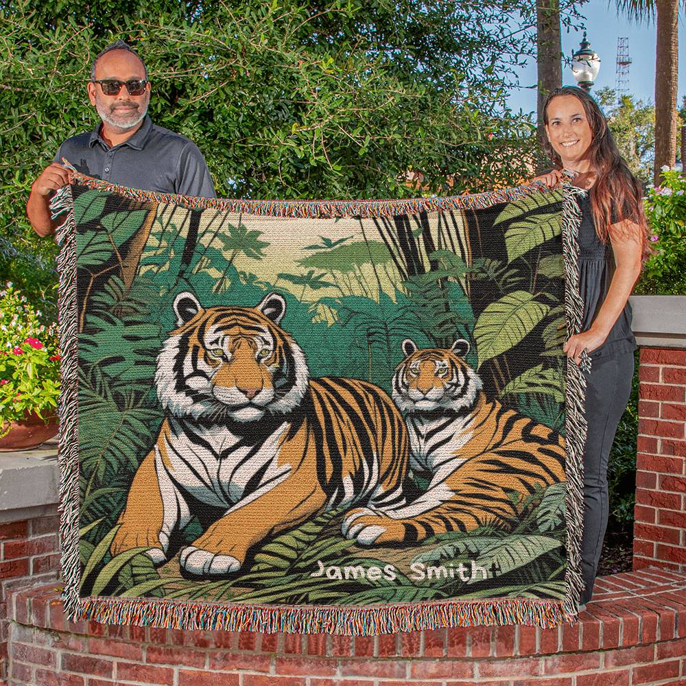 Personalized Tigers Heirloom Woven Blanket