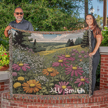Personalized Wild Flower Heirloom Woven Blanket