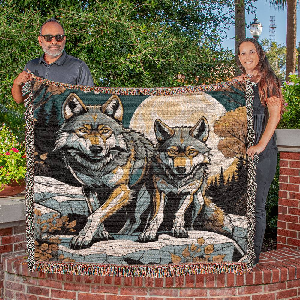Personalzed Wolves Heirloom Woven Blanket