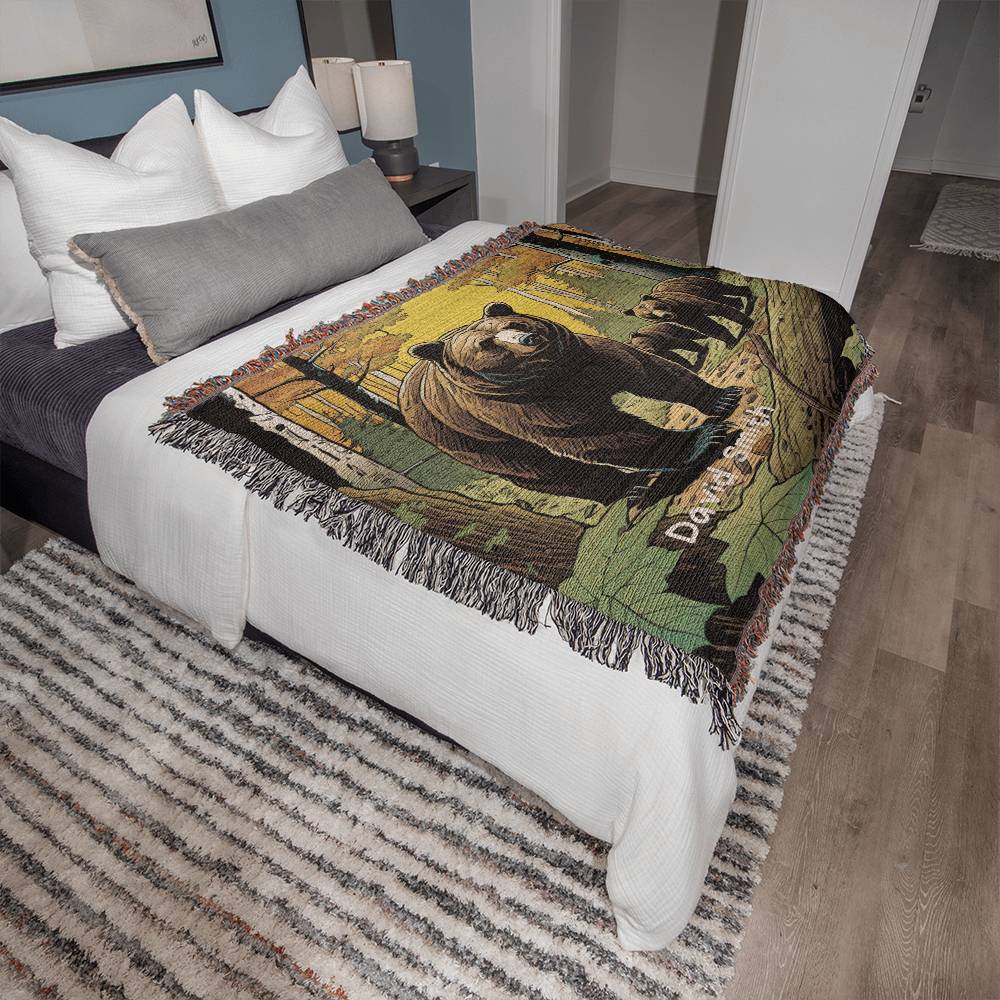 Personalized Bear In Woods Heirloom Woven Blanket