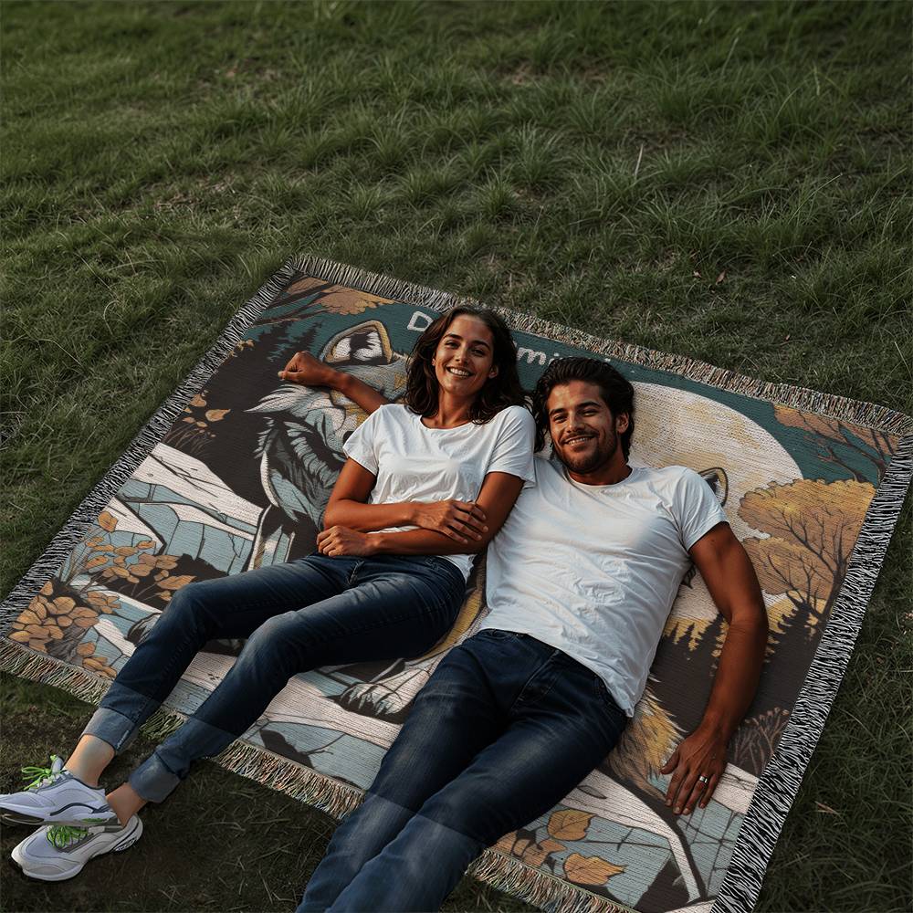 Personalzed Wolves Heirloom Woven Blanket