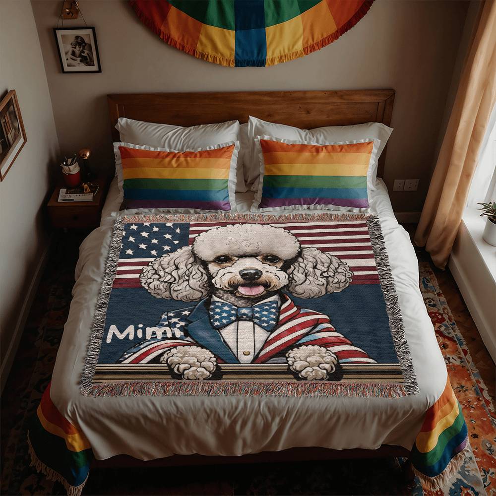 Personalized Poodle Heirloom Woven Blanket