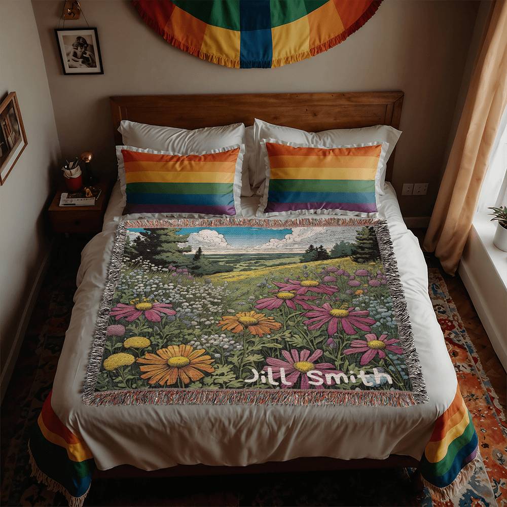 Personalized Wild Flower Heirloom Woven Blanket