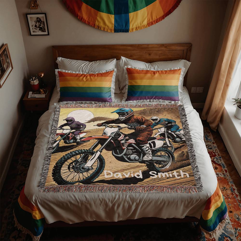 Personalized Dirt Bike Blanket - Dirt Bike Name Blanket - Dirt Bike Personalized Baby Blanket - Baby Blanket - Personalized Name Blanket