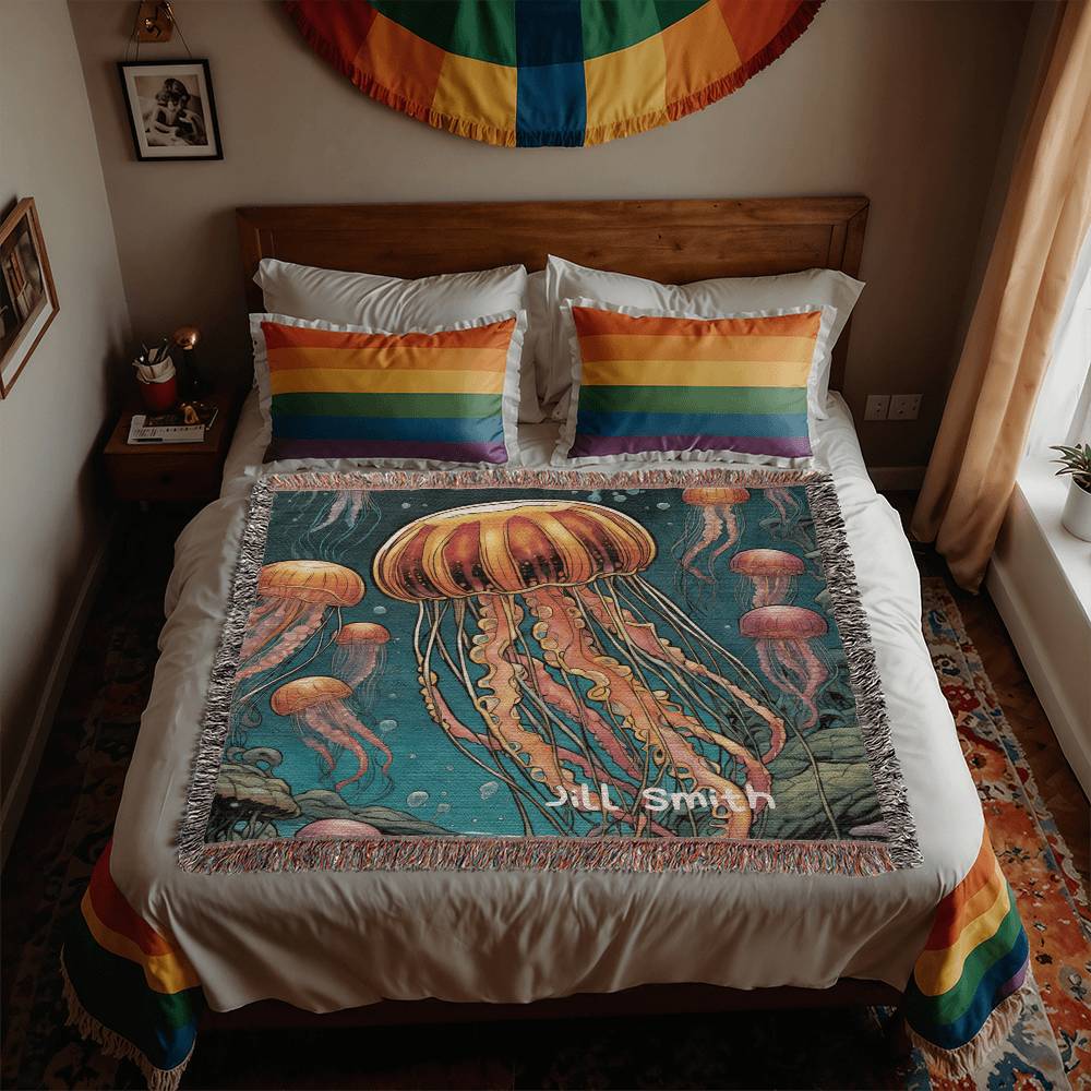 Personalized Jellyfish Heirloom Woven Blanket