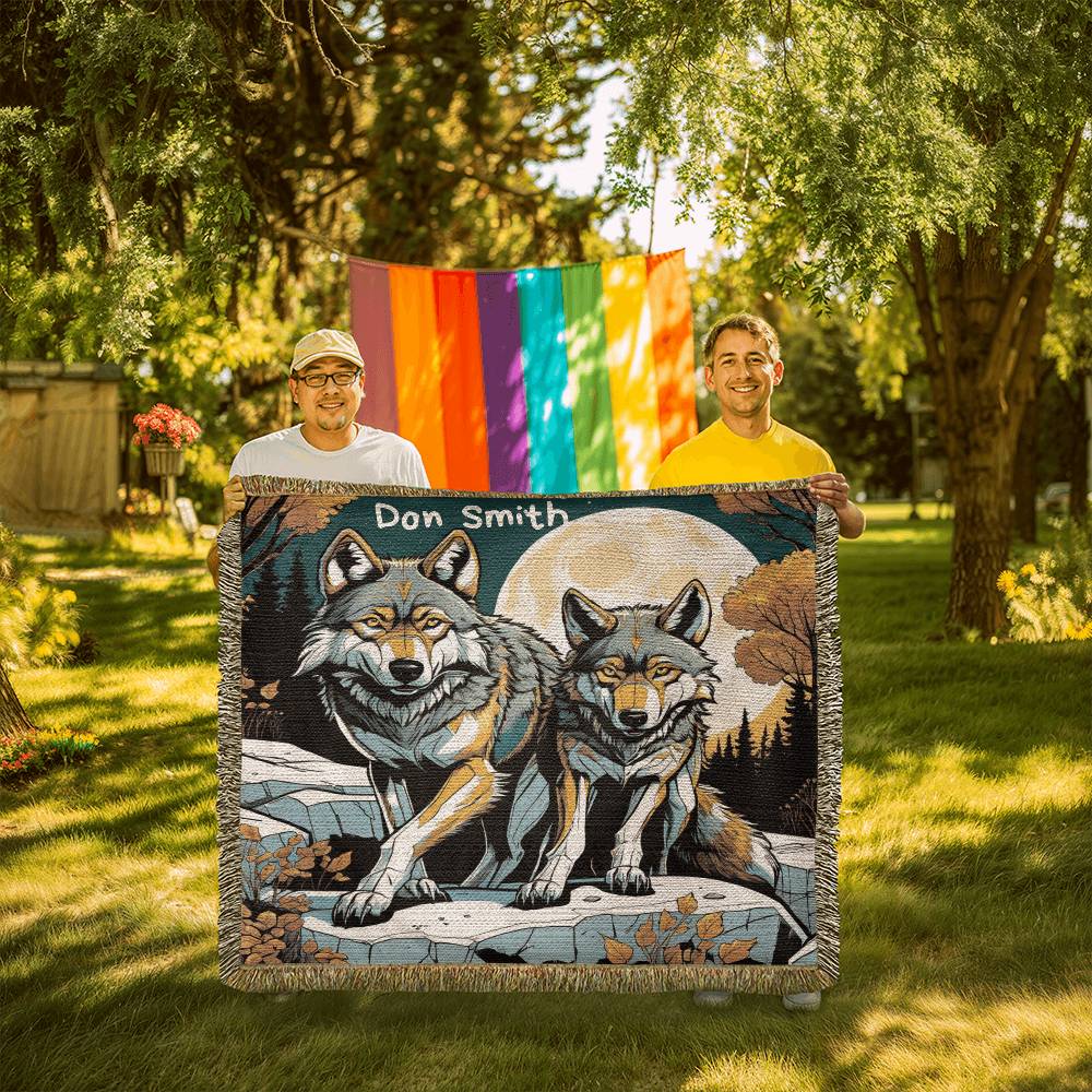 Personalzed Wolves Heirloom Woven Blanket