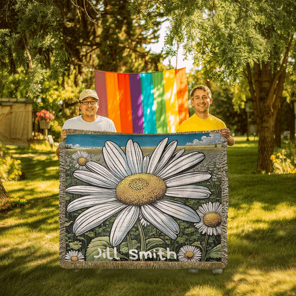 Personalized Daisy Heirloom Woven Blanket