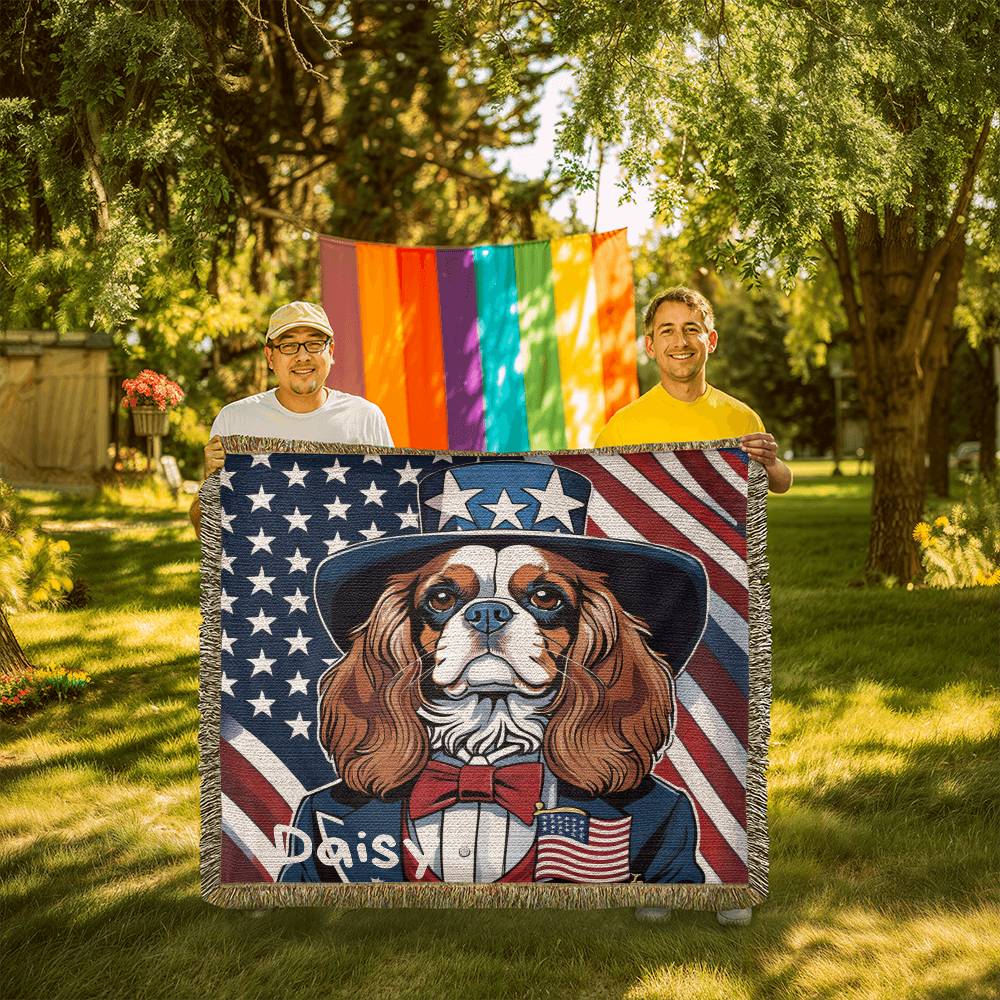 Personalized Cavalier King Charles Spaniel Heirloom Woven Blanket