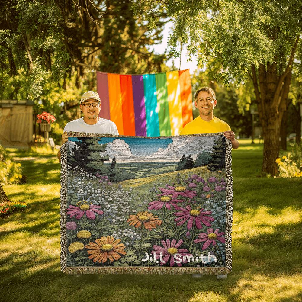 Personalized Wild Flower Heirloom Woven Blanket