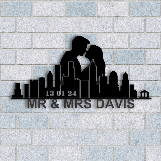 Personalized Atlanta Couple Anniversary Metal Wall Art