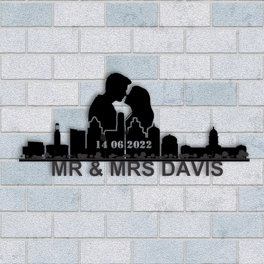 Personalized Austin Couple Anniversary Metal Wall Art