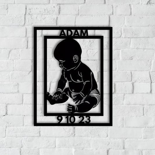Newborn Baby Metal Wall Art Gift