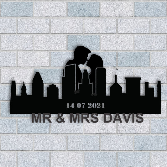Personalized Baltimore Couple Anniversary Metal Wall Art