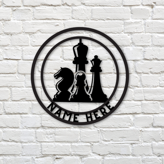 Personalized Chess Metal Sign - Customised Chess Wall Decor, Chess Metal Wall Art Chess Signs Customized Outdoor Indoor