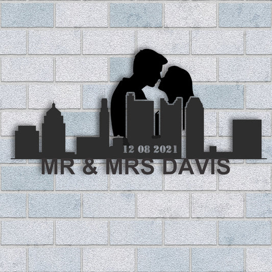 Personalized Columbus Couple Anniversary Metal Wall Art